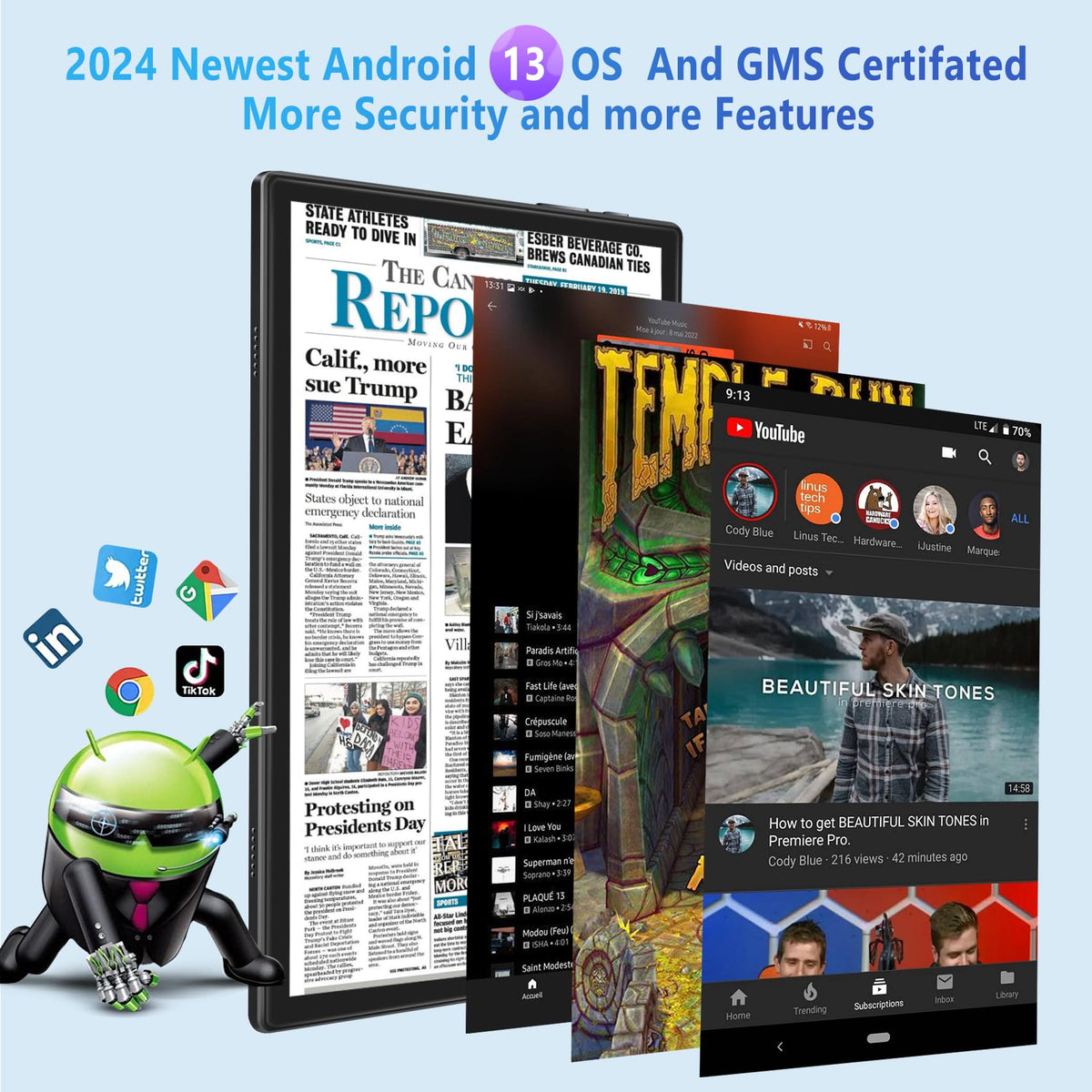 Black 12GB RAM 128GB ROM 10 Inch Android Tablet with Keyboard Y604846