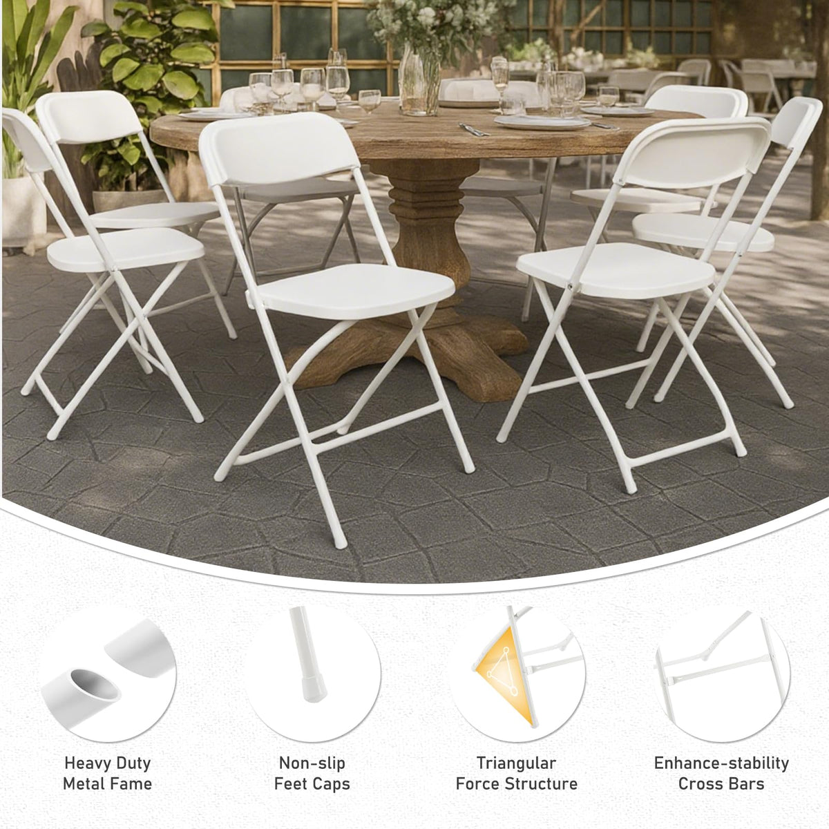 10 Pack White Plastic Folding Chairs J999