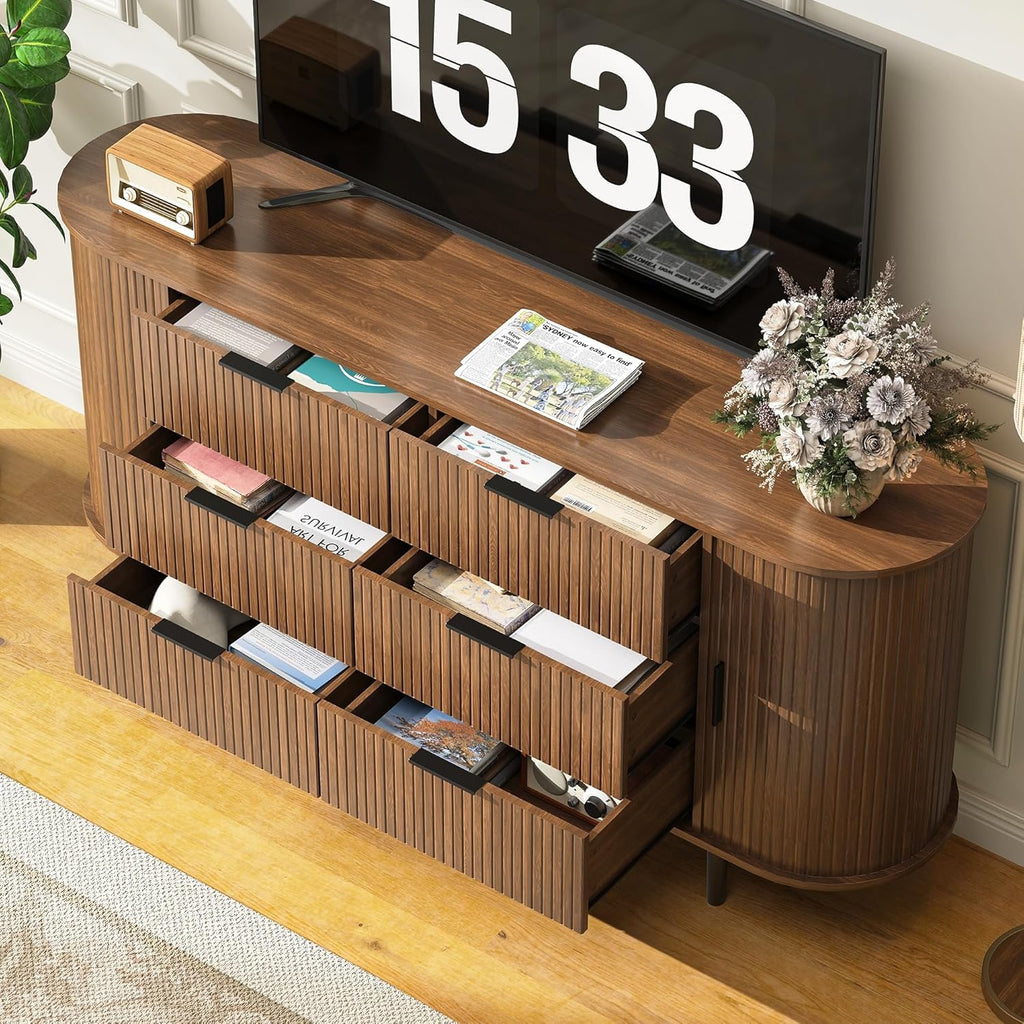 Brown 6 Drawer Wood Dresser H893