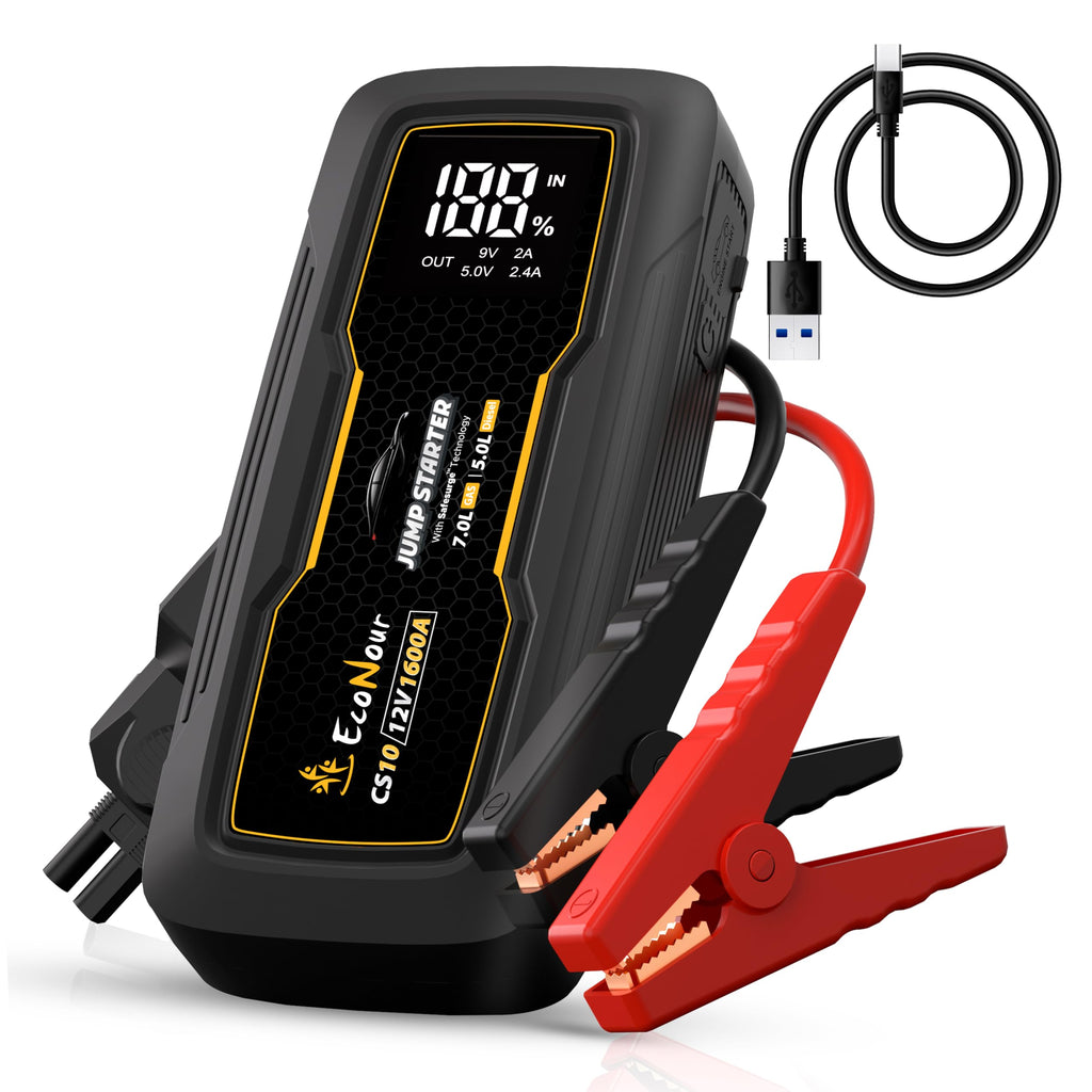 Portable 1600A Peak 12V Lithium Jump Box with Jumper Cables T656