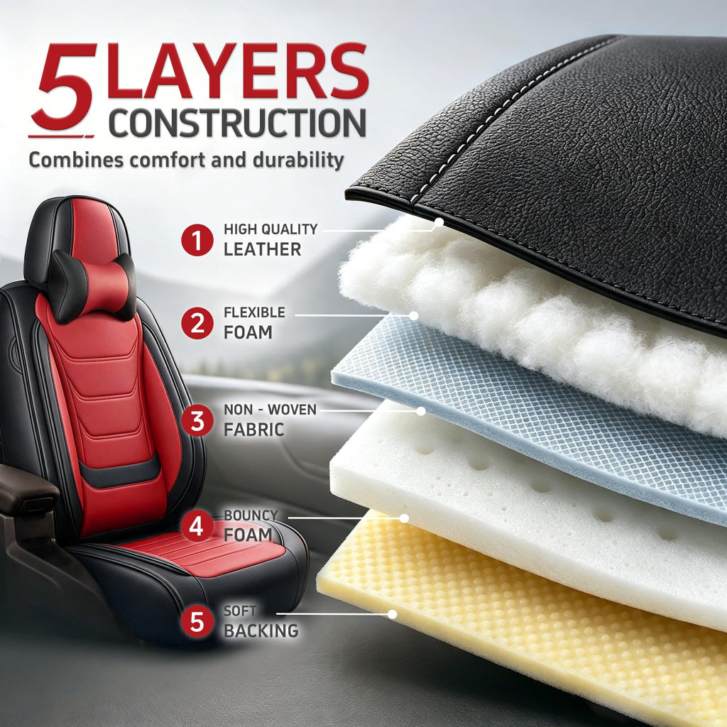 Black Red Seat Covers Full Set C226