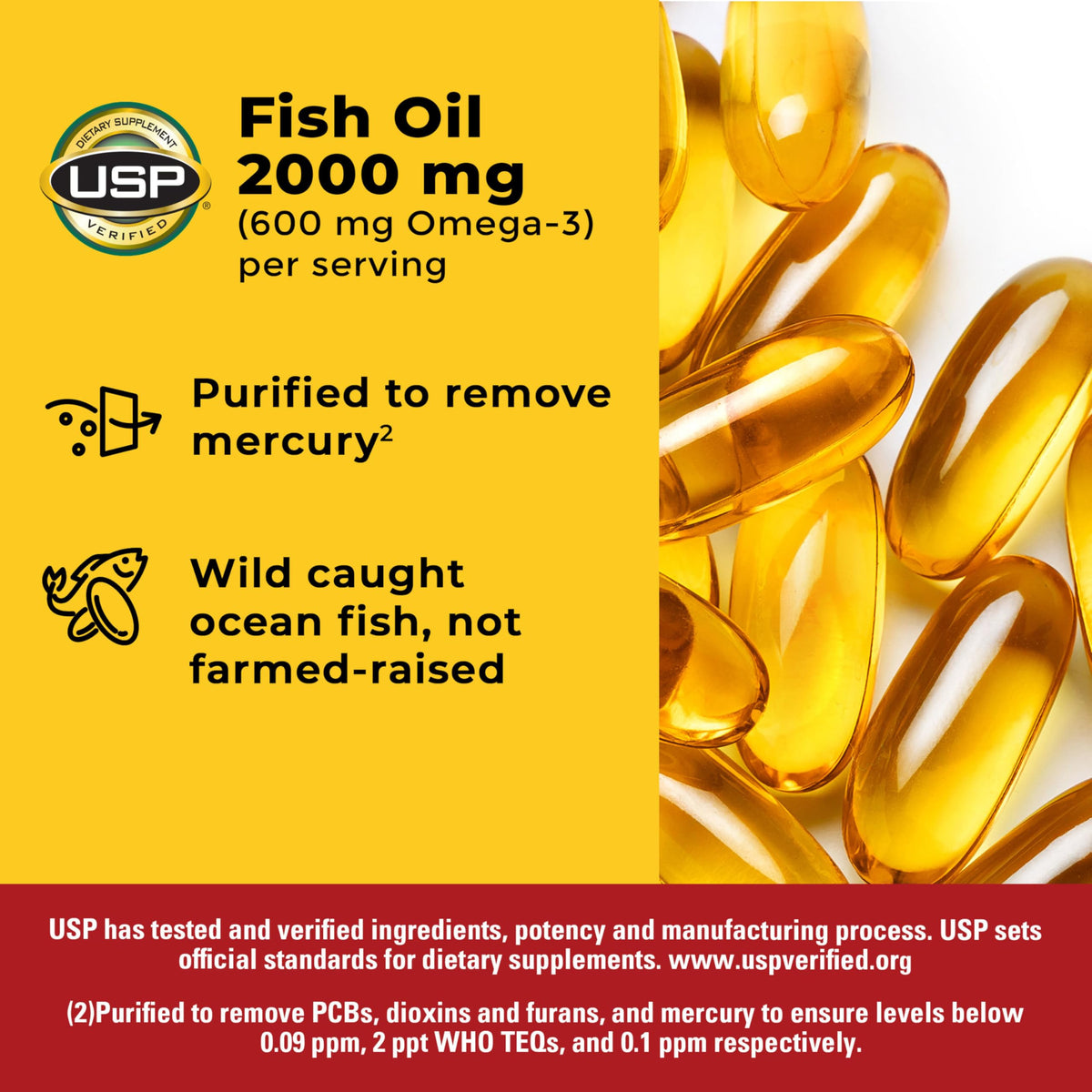 Fish Oil Omega 3 Supplements 2000mg 250 Softgels V4974
