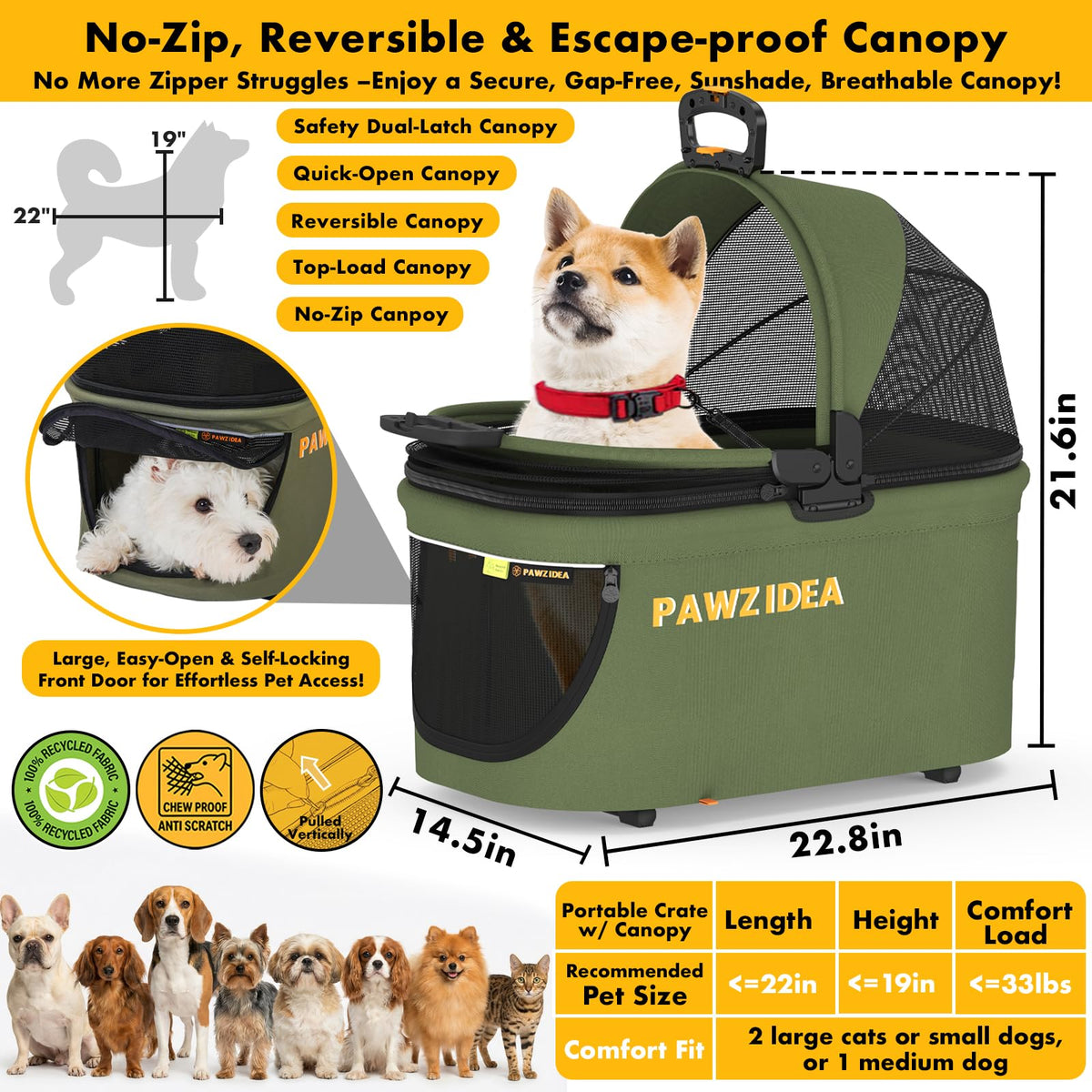 Foldable Pet Stroller with Detachable Carrier R189