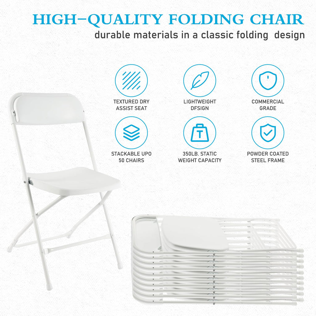 10 Pack White Plastic Folding Chairs J999