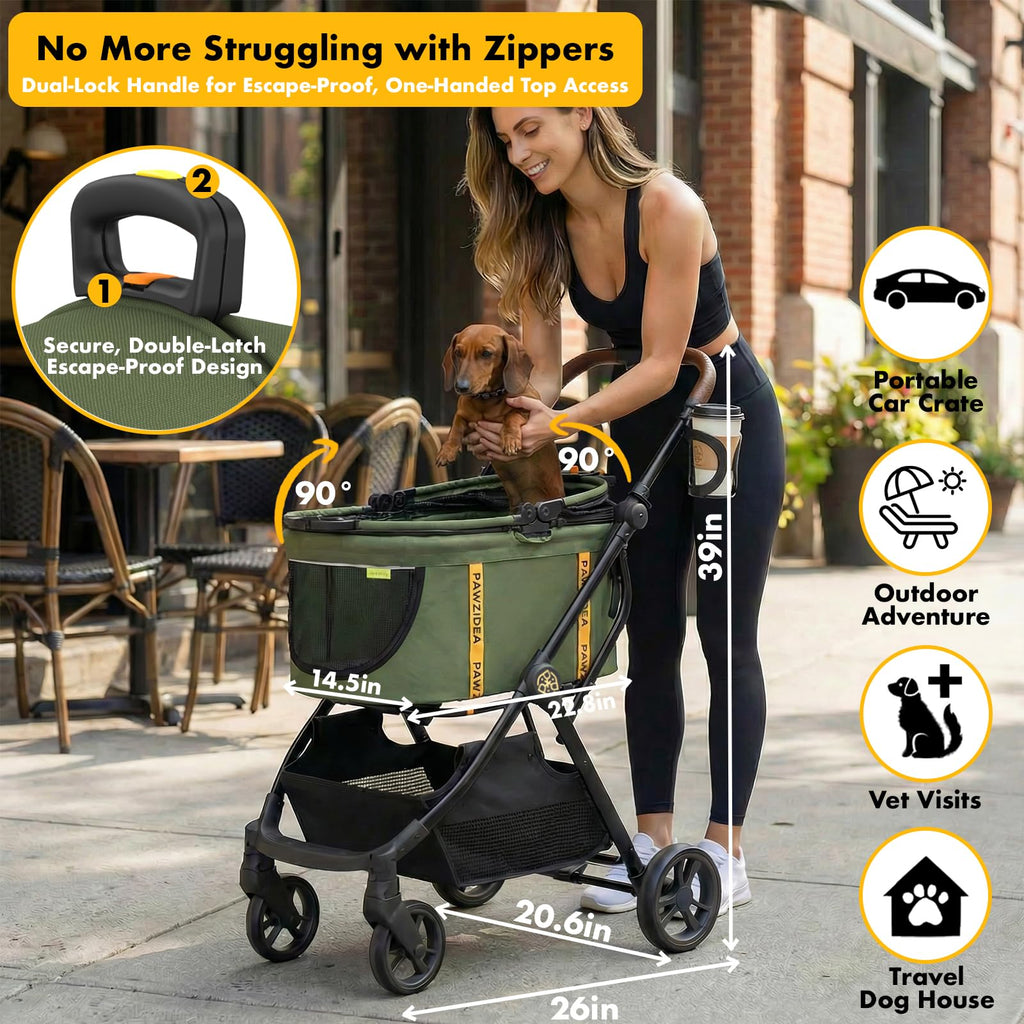 Foldable Pet Stroller with Detachable Carrier R189