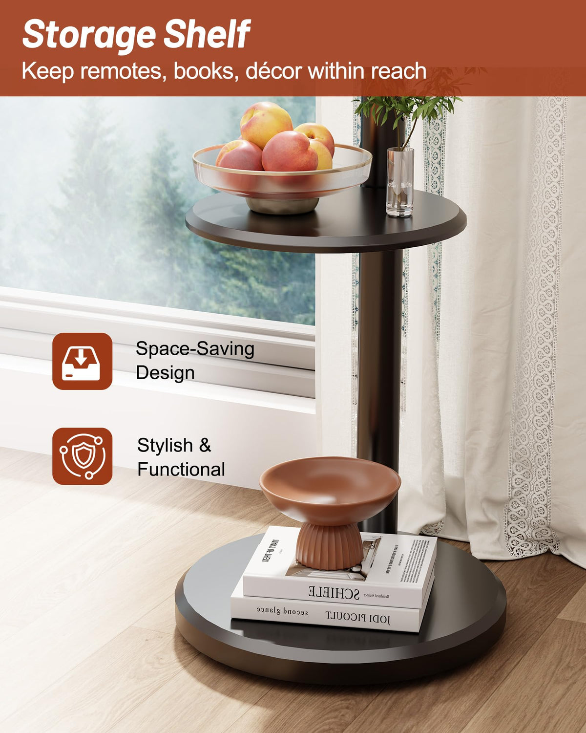 Rolling TV Stand with Shelf and Hidden Wheels C983841
