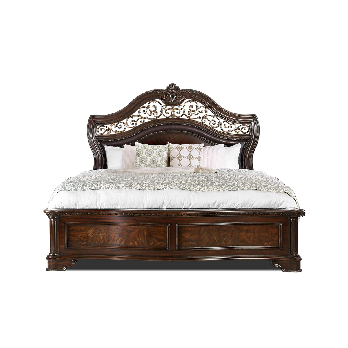 California King Brown Cherry Bed S6078