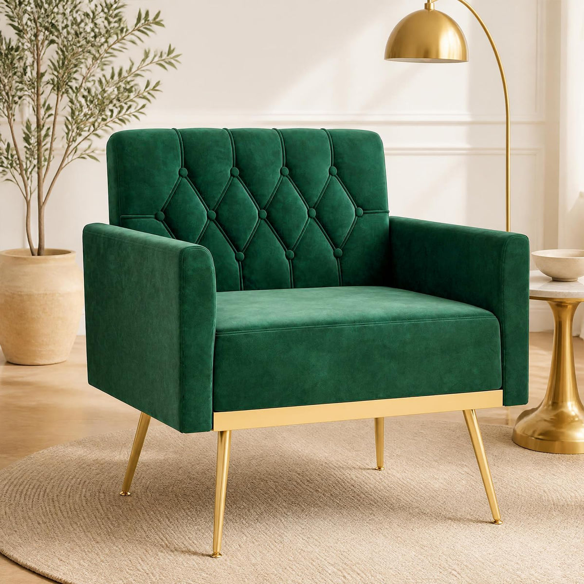 Velvet Accent Chair Set of 2 Emerald Green L58528