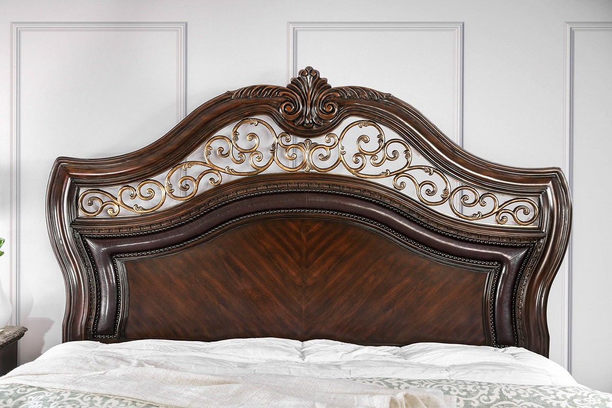California King Brown Cherry Bed S6078
