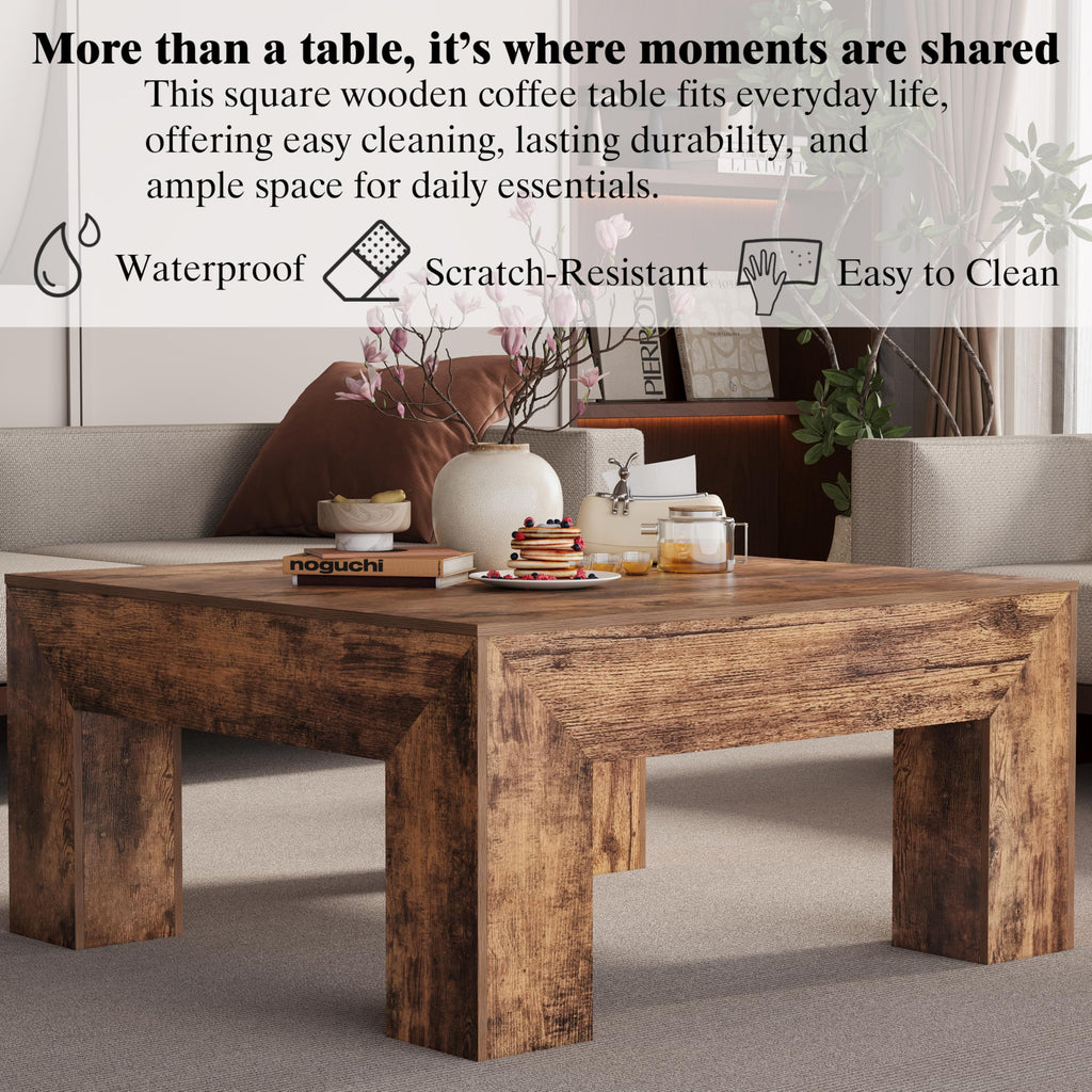 35" Wooden Square Coffee Table W848