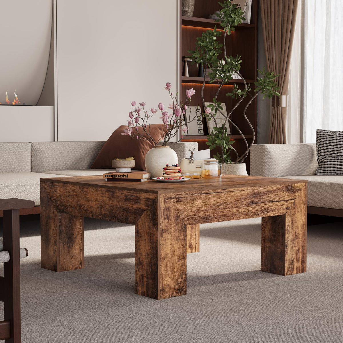 35" Wooden Square Coffee Table W848