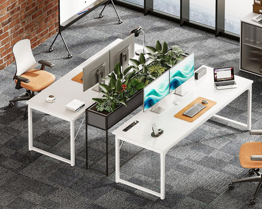 71 Inch White Computer Desk with USB Ports C90515