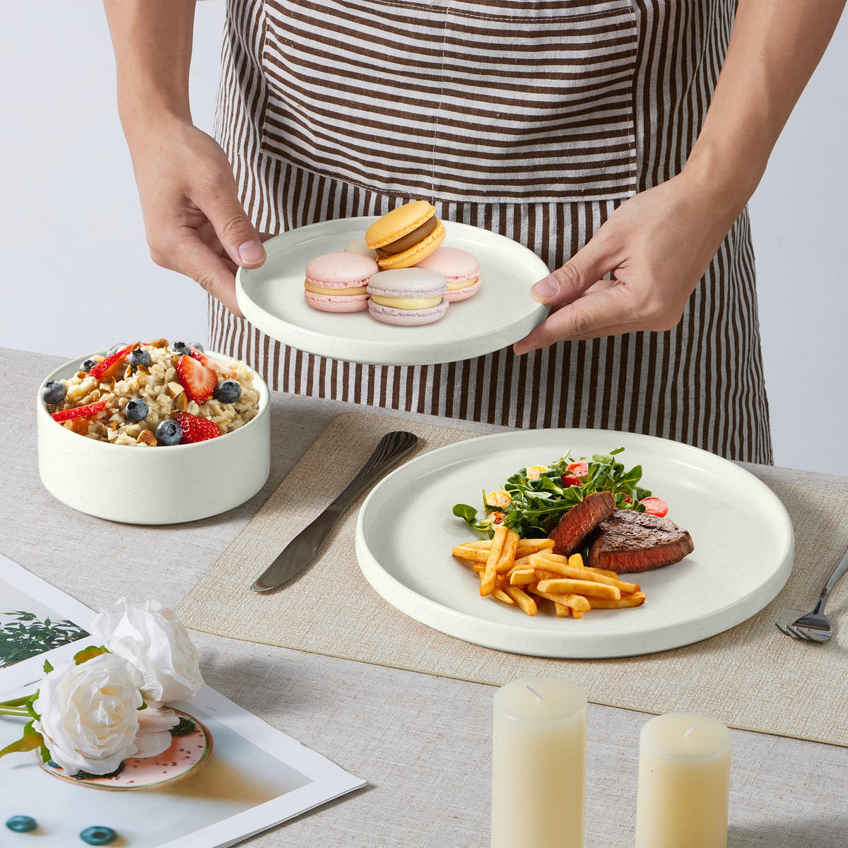 Speckled White 12 Pc Stoneware Dinnerware Set B916731