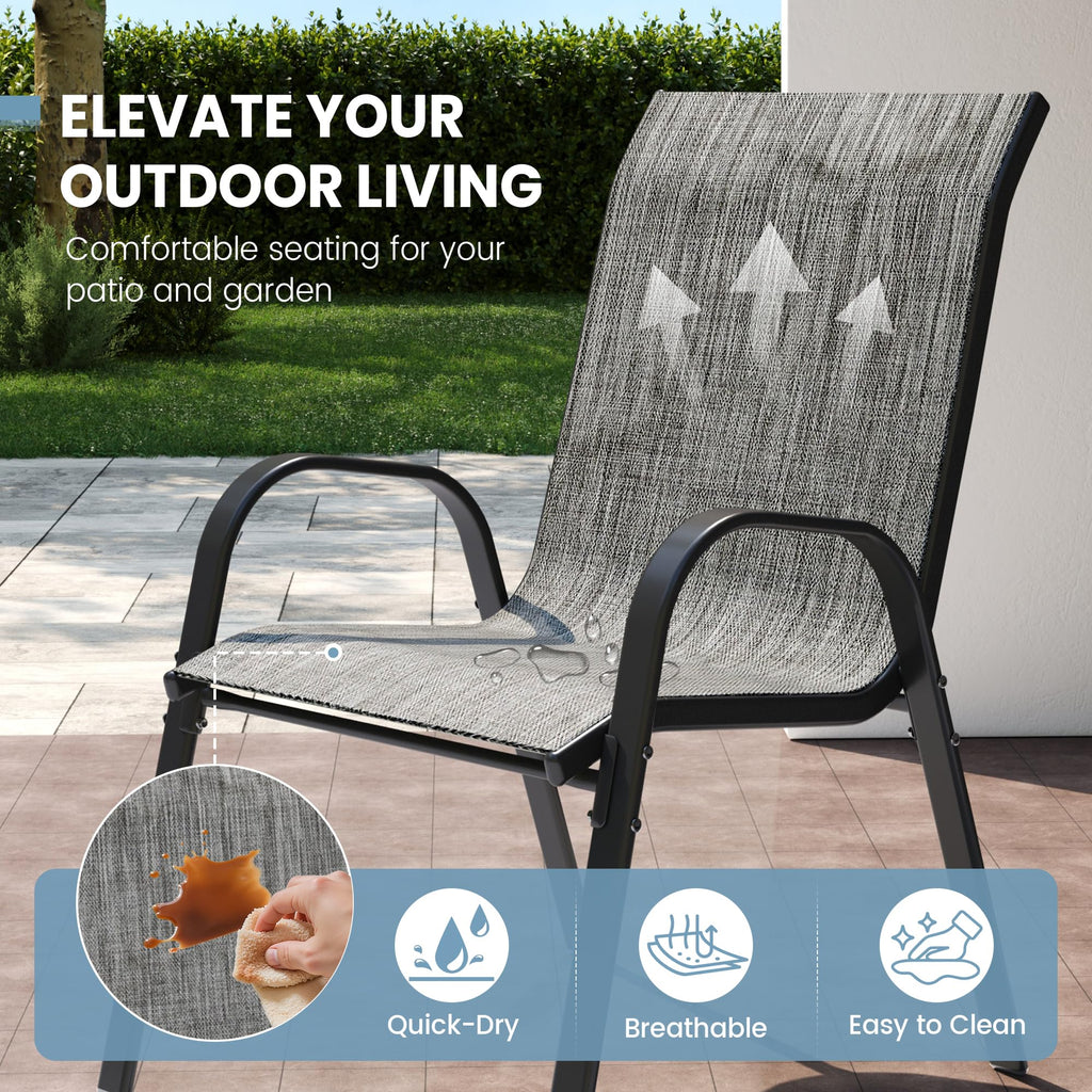 Light Gray Stacking Patio Dining Chairs Set of 8 A871329