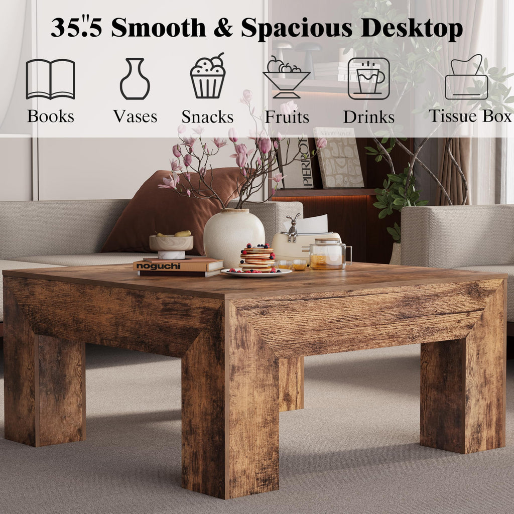 35" Wooden Square Coffee Table W848