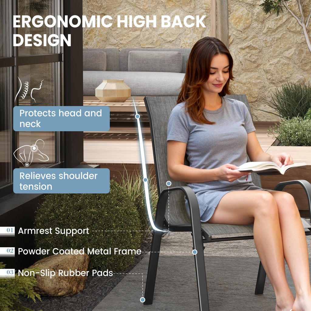 Light Gray Stacking Patio Dining Chairs Set of 8 A871329