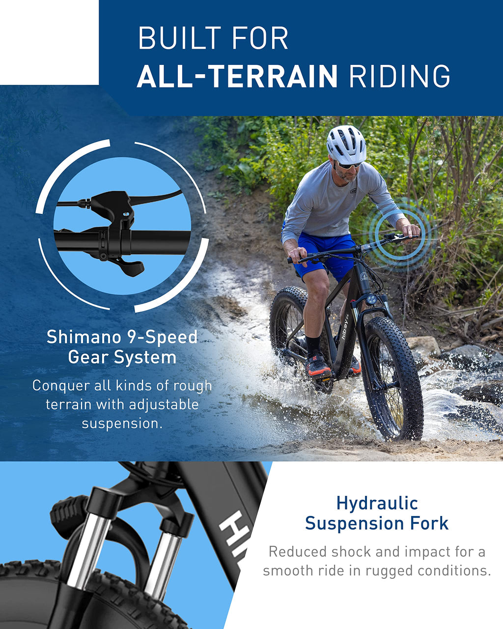 1000W 28MPH 62.1Miles 48V 13Ah Fat Tire Electric Bike T1771