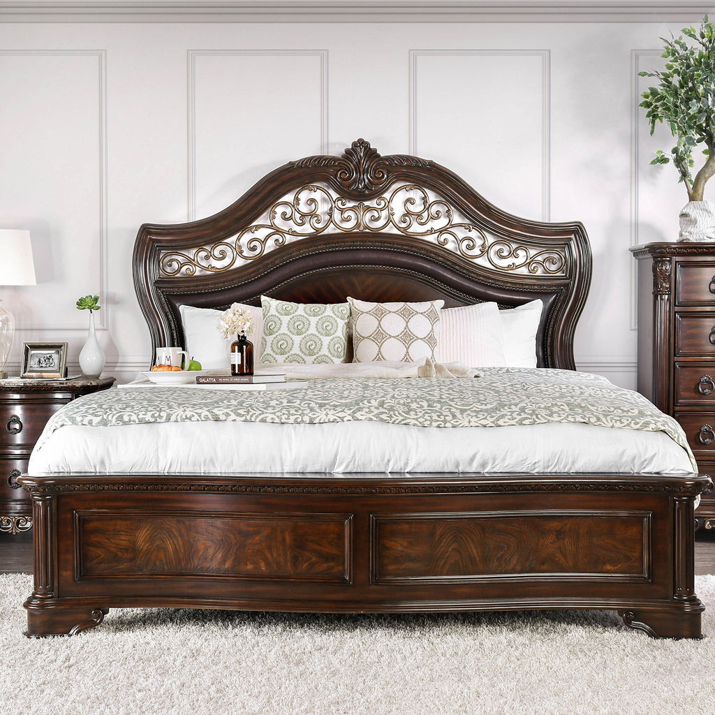 California King Brown Cherry Bed S6078