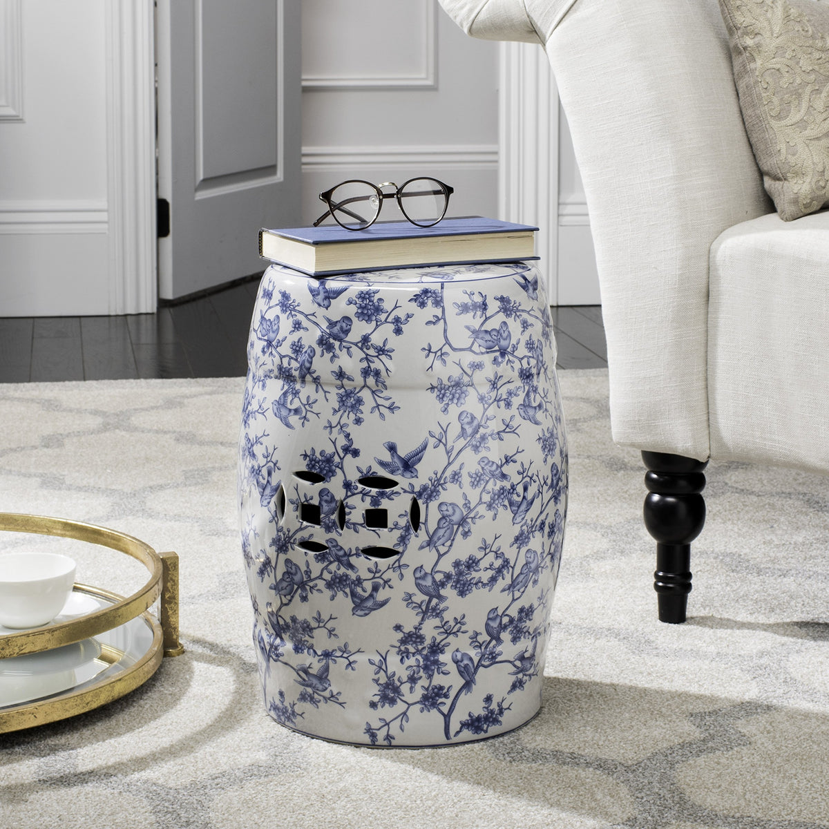 Blue Ceramic Garden Stool Y351